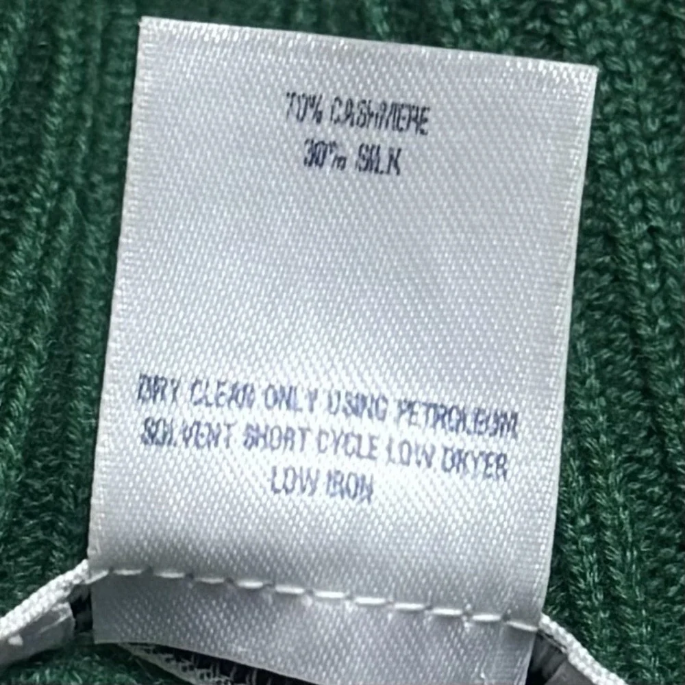 Oscar De La Renta Forest Green Silk‎ Cashmere Crop Cardigan Luxury Old Money L